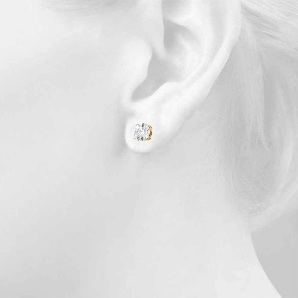 3ct Total Lab Grown Diamond Stud Earrings - 14K Yellow Gold