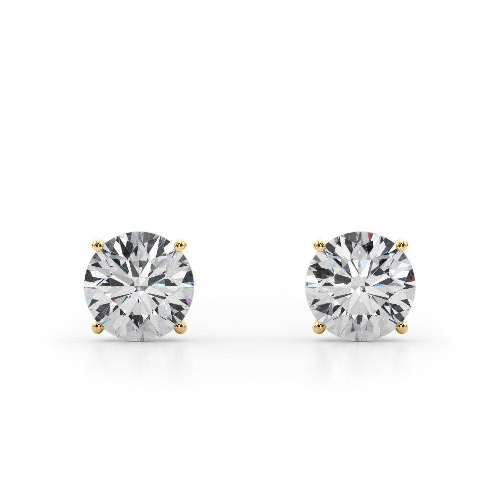 3ct Total Lab Grown Diamond Stud Earrings - 14K Yellow Gold